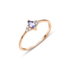 0.18 ct Tanzanite Markiz Pırlanta Yüzük