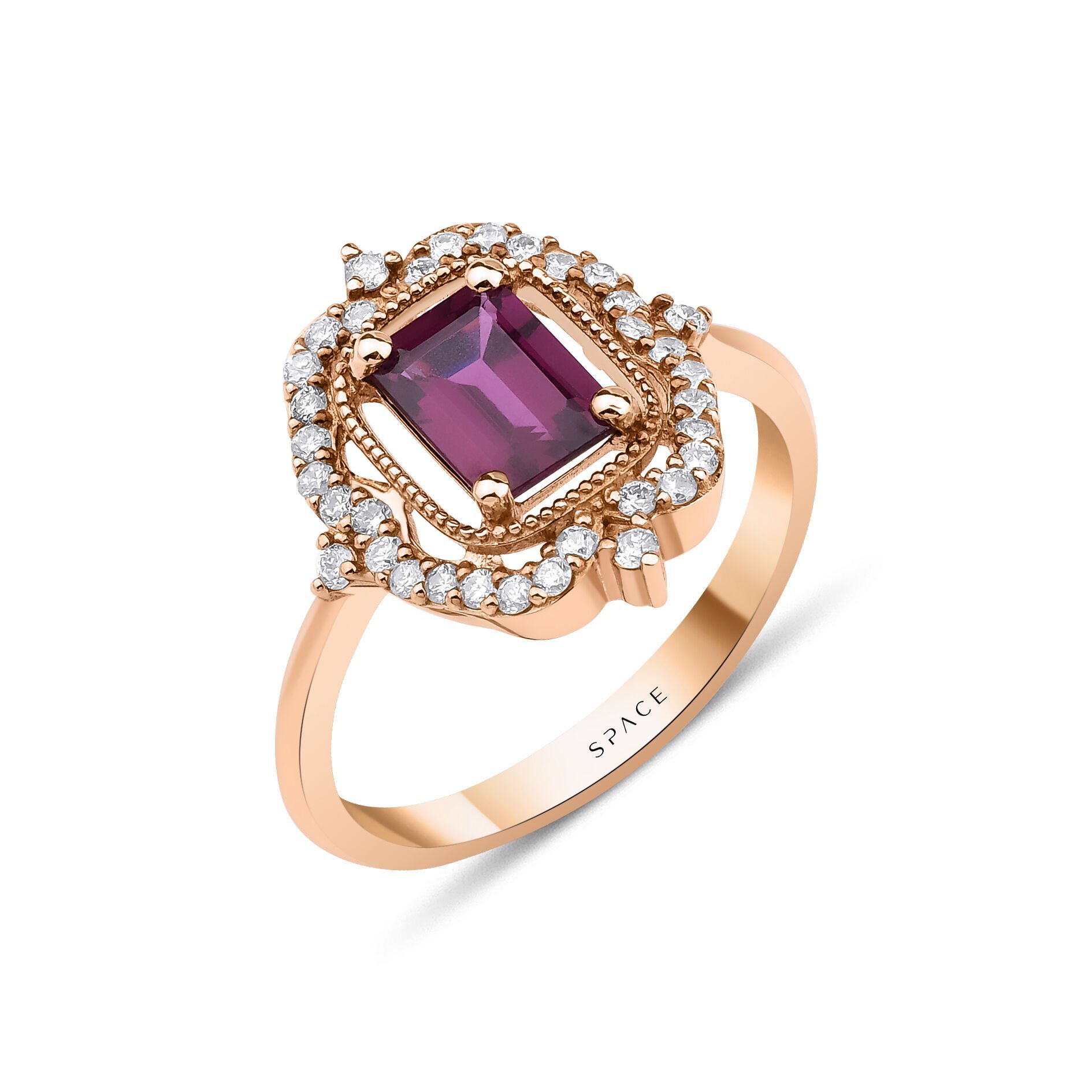 1.42 ct R. Jovanke Rhodalite Pırlanta Yüzük