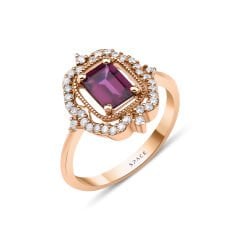 1.42 ct R. Jovanke Rhodalite Pırlanta Yüzük