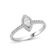 0.22 ct Pırlanta Sıralı Markiz Yüzük