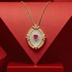 Pırlanta Yakut Taşlı ' Verona'nın Kalbi ' Tasarım Altın Kolye