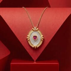 Pırlanta Yakut Taşlı ' Verona'nın Kalbi ' Tasarım Gümüş Kolye
