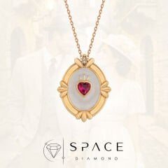 Pırlanta Yakut Taşlı ' Verona'nın Kalbi ' Tasarım Gümüş Kolye