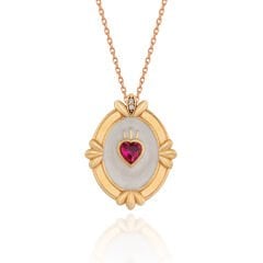 Pırlanta Yakut Taşlı ' Verona'nın Kalbi ' Tasarım Gümüş Kolye