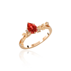 0.86 ct Pırlanta Yakut Taşlı ' Verona Ateşi ' Tasarım 14 Ayar Altın Yüzük
