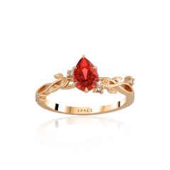 0.86 ct Pırlanta Yakut Taşlı ' Verona Ateşi ' Tasarım 14 Ayar Altın Yüzük