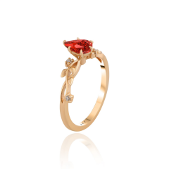 0.86 ct Pırlanta Yakut Taşlı ' Verona Ateşi ' Tasarım 14 Ayar Altın Yüzük