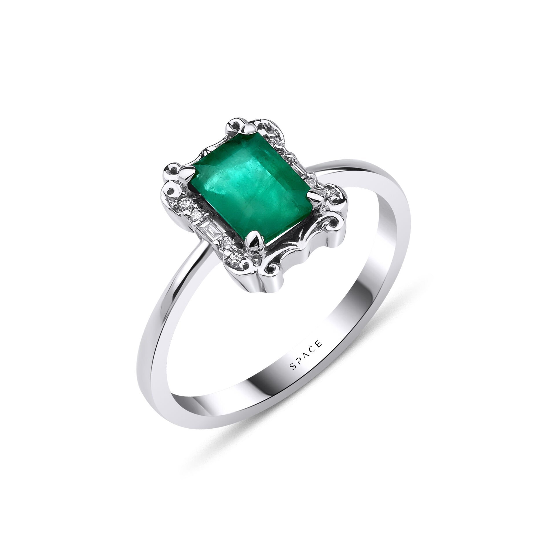 1.5 ct Zümrüt Pırlanta Yüzük