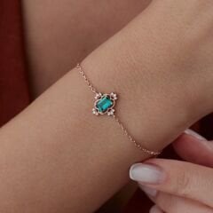 0.53 Ct Green Vintage Pırlanta Bileklik