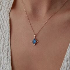 0.50 Ct Pırlanta Aqua Kolye