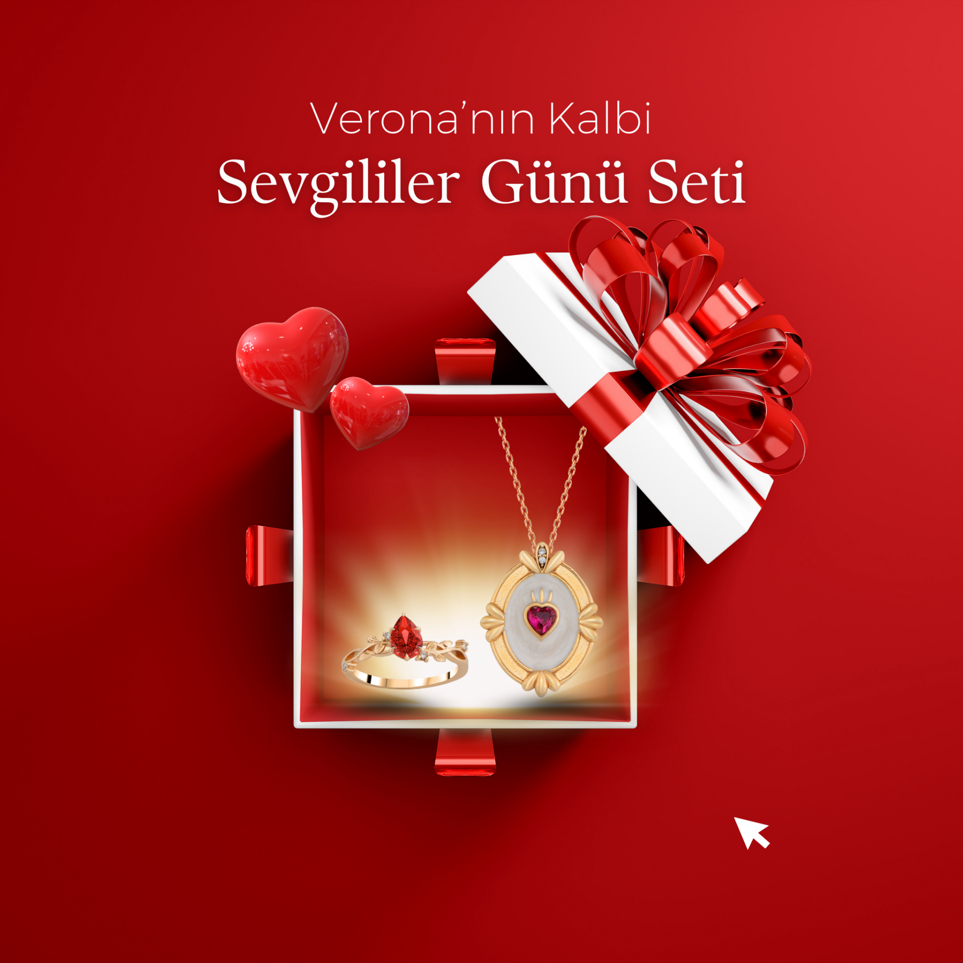 Verona Set -Verona'nın Kalbi Pırlanta Kolye, Verona Ateşi Pırlanta Yakut Yüzük-