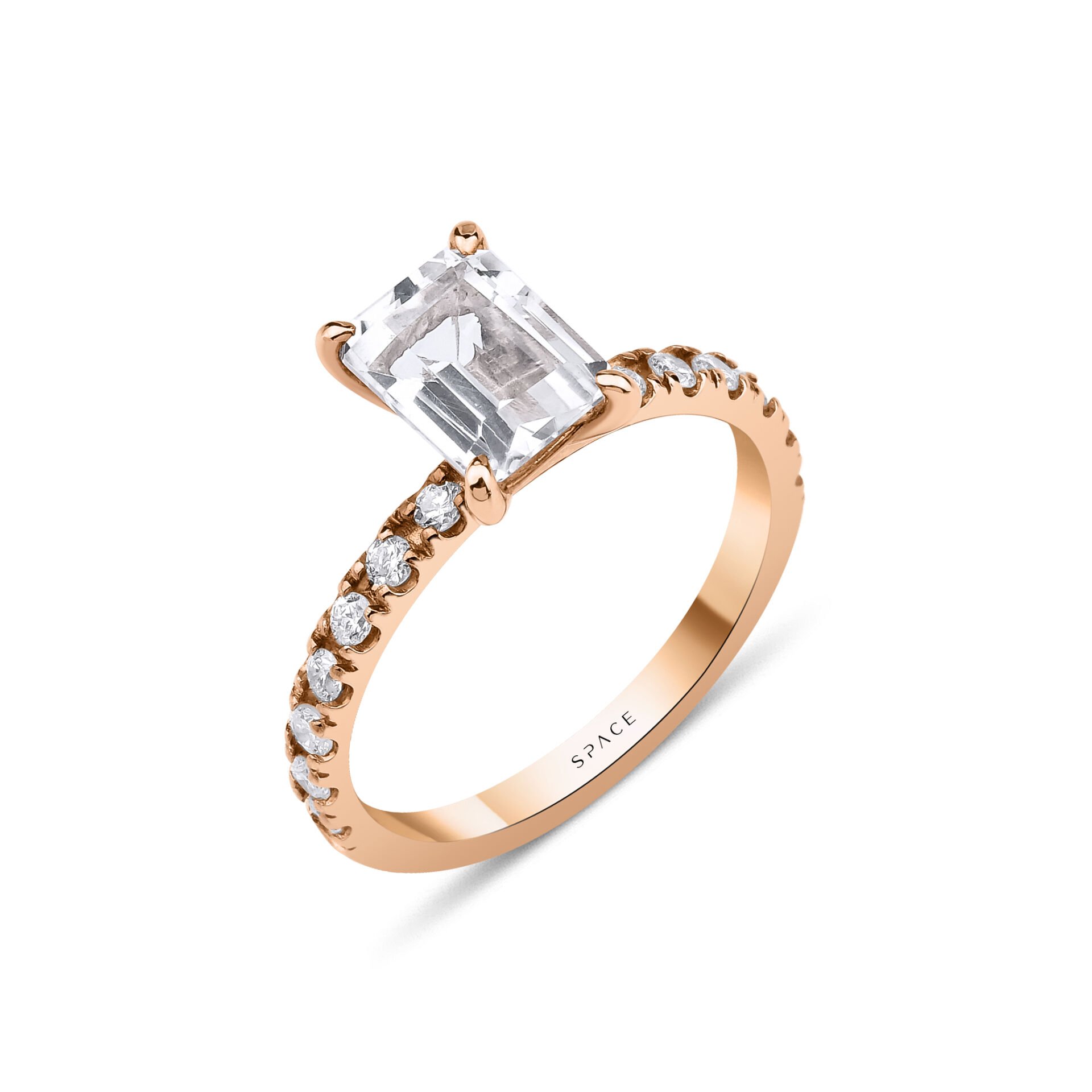 2.15 ct W NOOR White Topaz OCT Pırlanta Yüzük