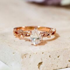 LAB'ON 1.0 ct Pırlanta Damla Kesim Vintage Yüzük