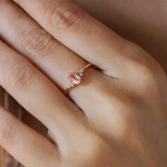 0.58 Ct Pırlanta Morganite Vintage Yüzük