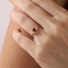 0.12 Ct Pırlanta Turmalin Taşlı Yüzük