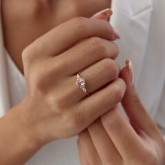 1.00 Ct Pırlanta Morganite Tasarım Yüzük