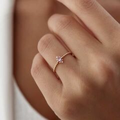 0.15 Ct Pırlanta Pembe Safir Aeden Yüzük