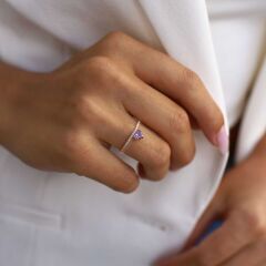 0.37 Ct Pırlanta Ametist Taşlı Yüzük