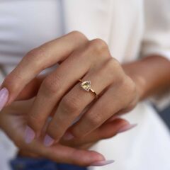 0.07 Ct Pırlanta Triangle Citrine Yüzük