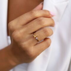 0.05 Ct Pırlanta Twin Citrine Yüzük