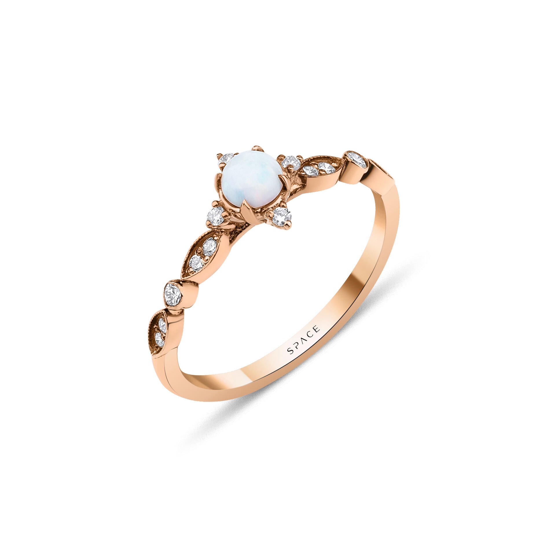 0.42 ct Q Space Opal Pırlanta Yüzük
