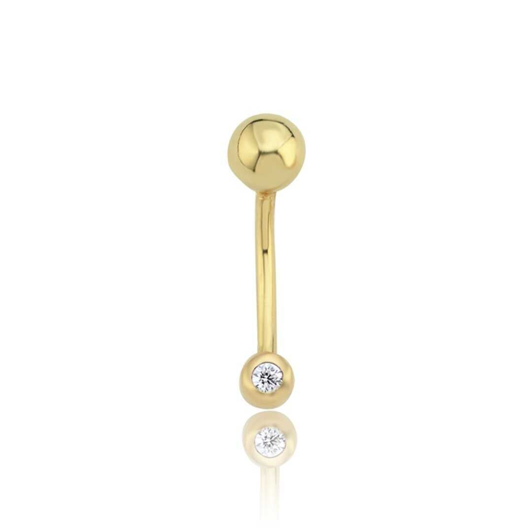 14 Ayar Altın Mini Tektaş Göbek Piercing
