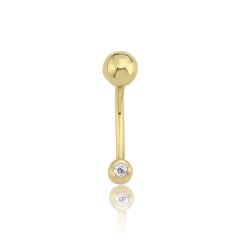 14 Ayar Altın Mini Tektaş Göbek Piercing