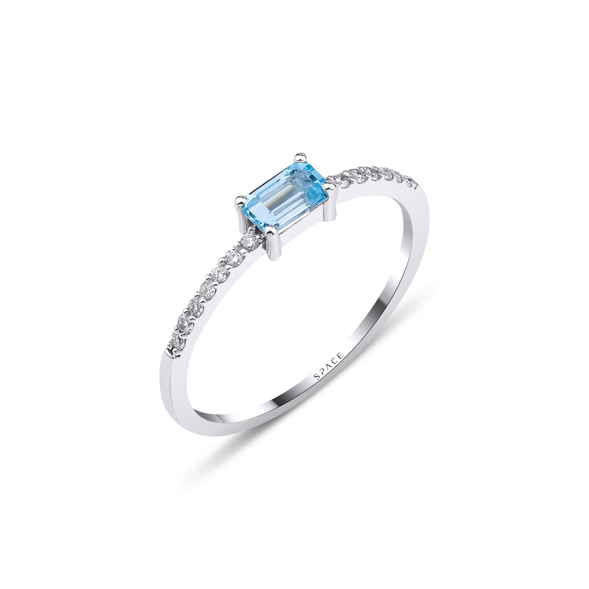 0.46 ct Blue Topaz Pırlant Yüzük
