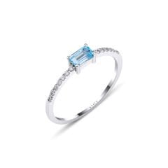 0.46 ct Blue Topaz Pırlant Yüzük