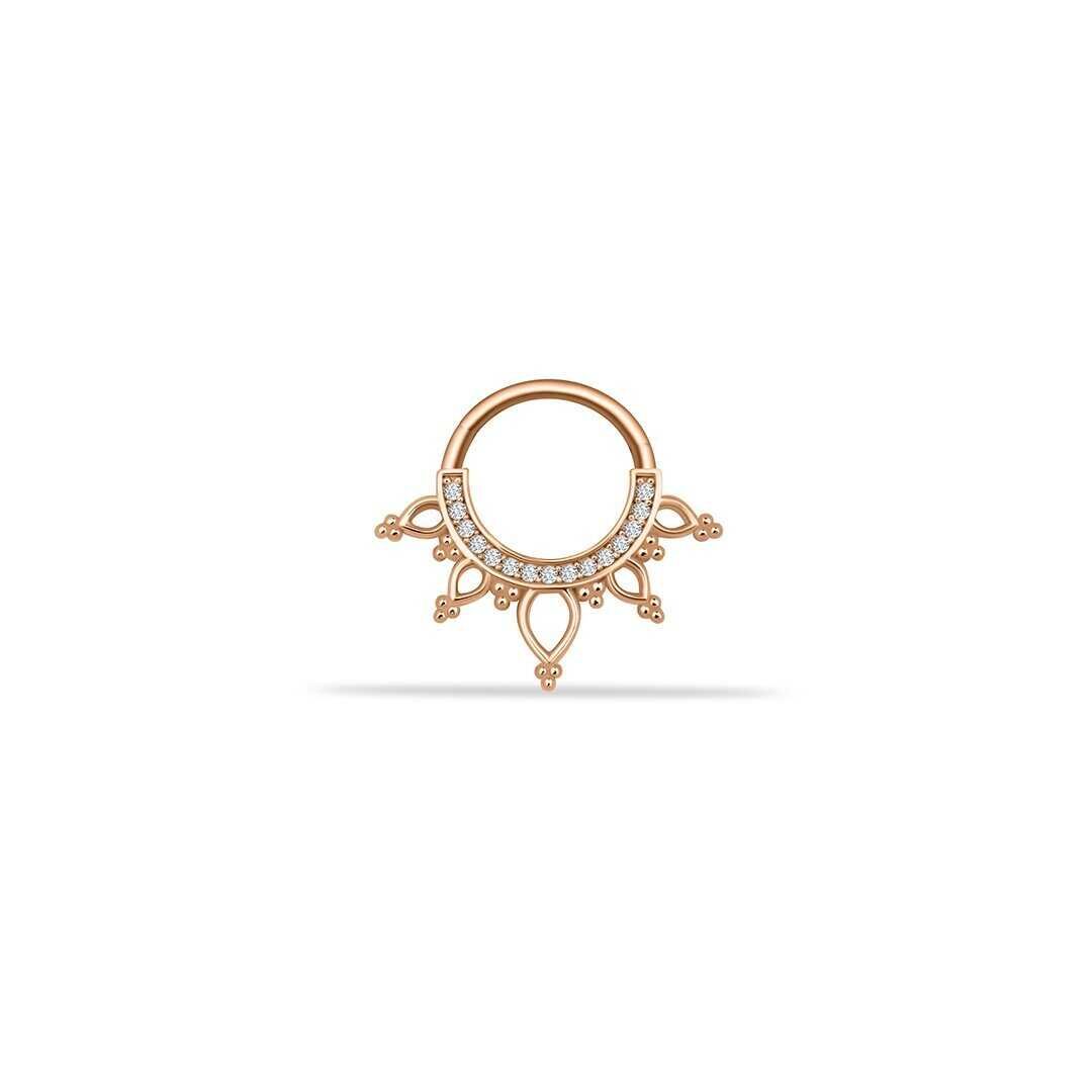 14 Ayar Altın Taşlı Taç Motifli Helix Piercing