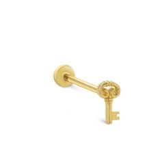 14 Ayar Altın Taşlı Anahtar Tragus Piercing