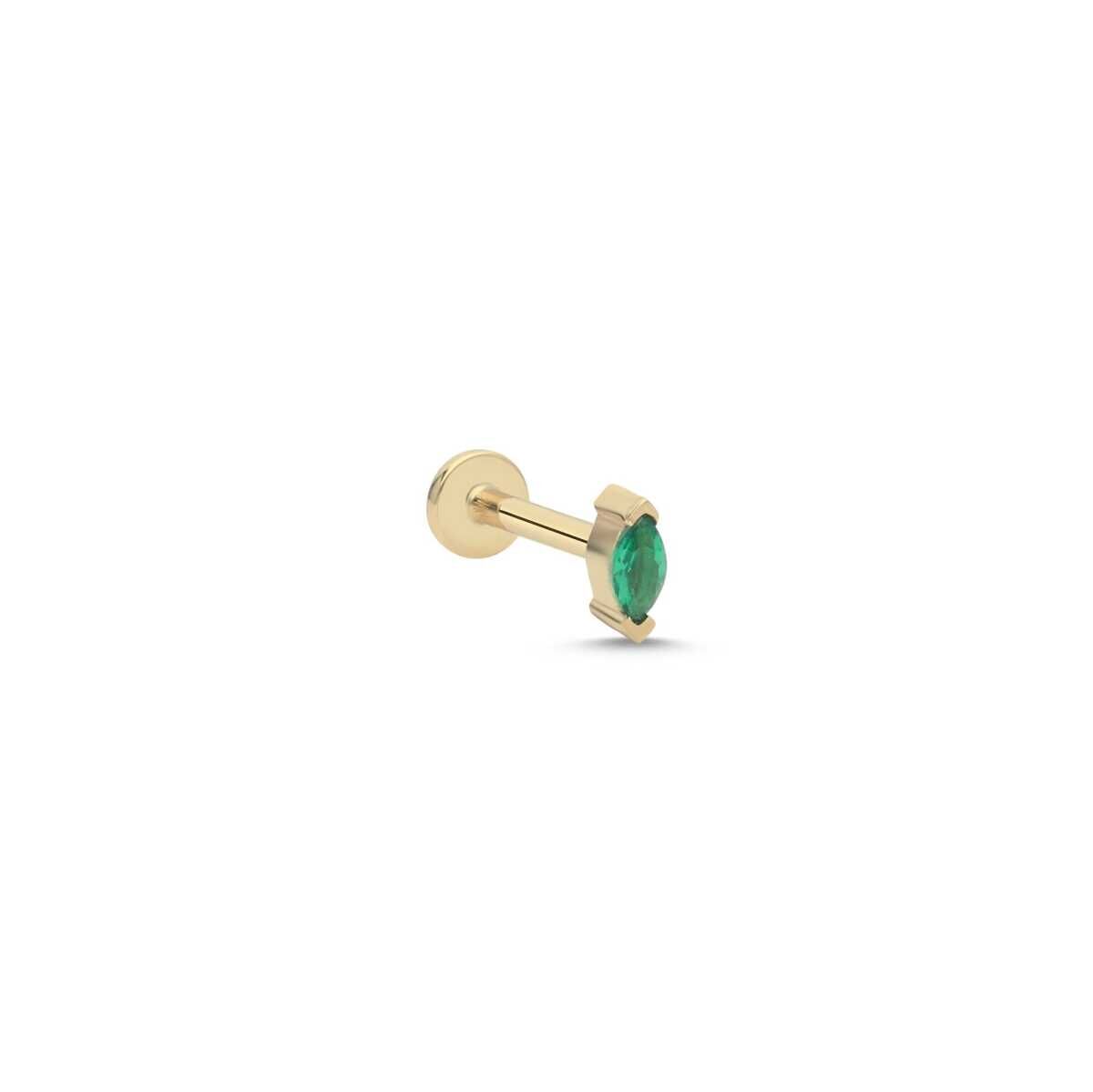 14 Ayar Altın Yeşil Taşlı Tragus Piercing