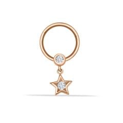 14 Ayar Altın Yıldız Sallantılı Minimal Halka Piercing