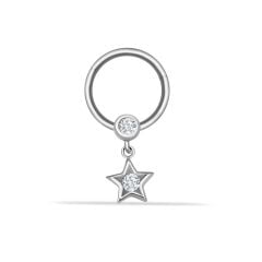 14 Ayar Altın Yıldız Sallantılı Minimal Halka Piercing