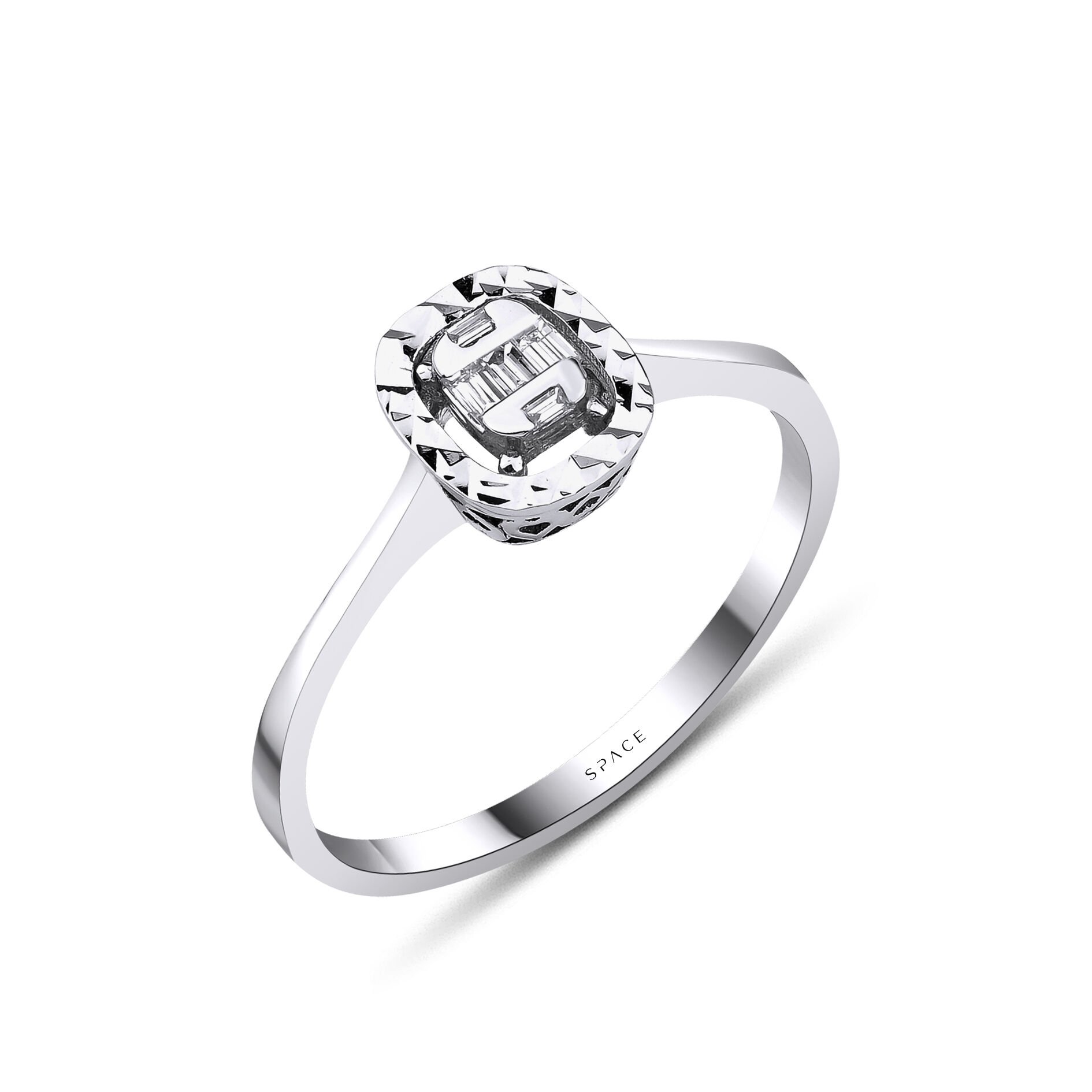 0.07 ct Baget Pırlanta Yüzük